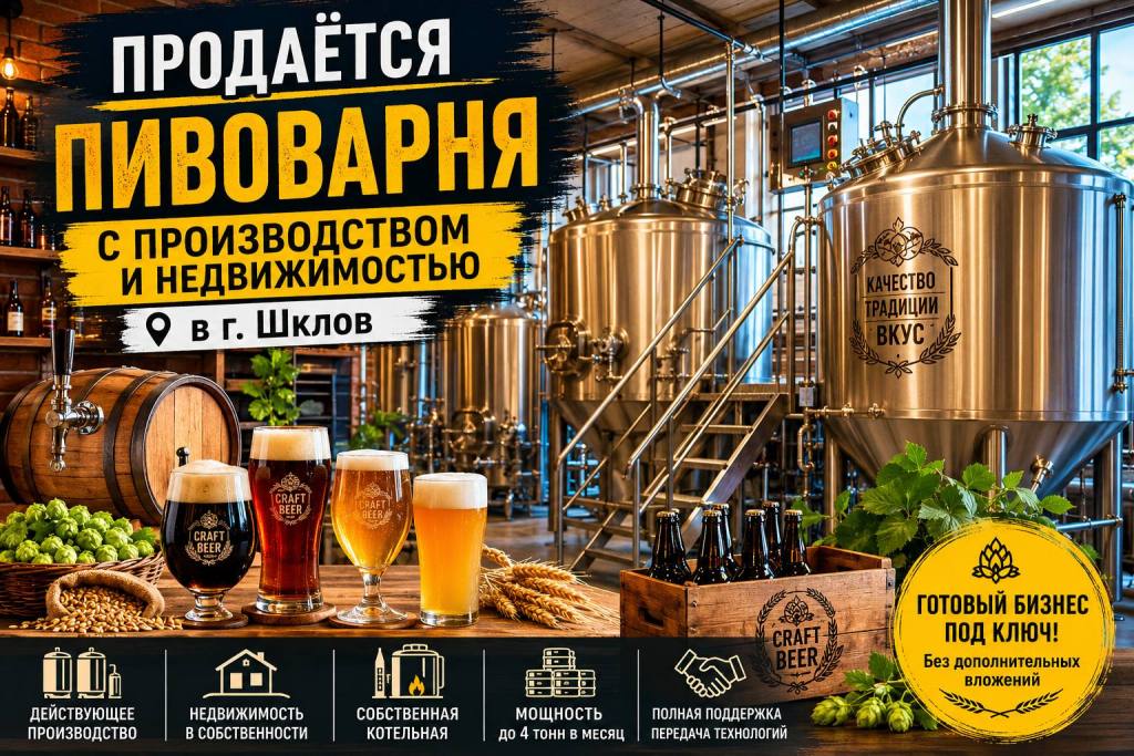 Действующая пивоварня с производством